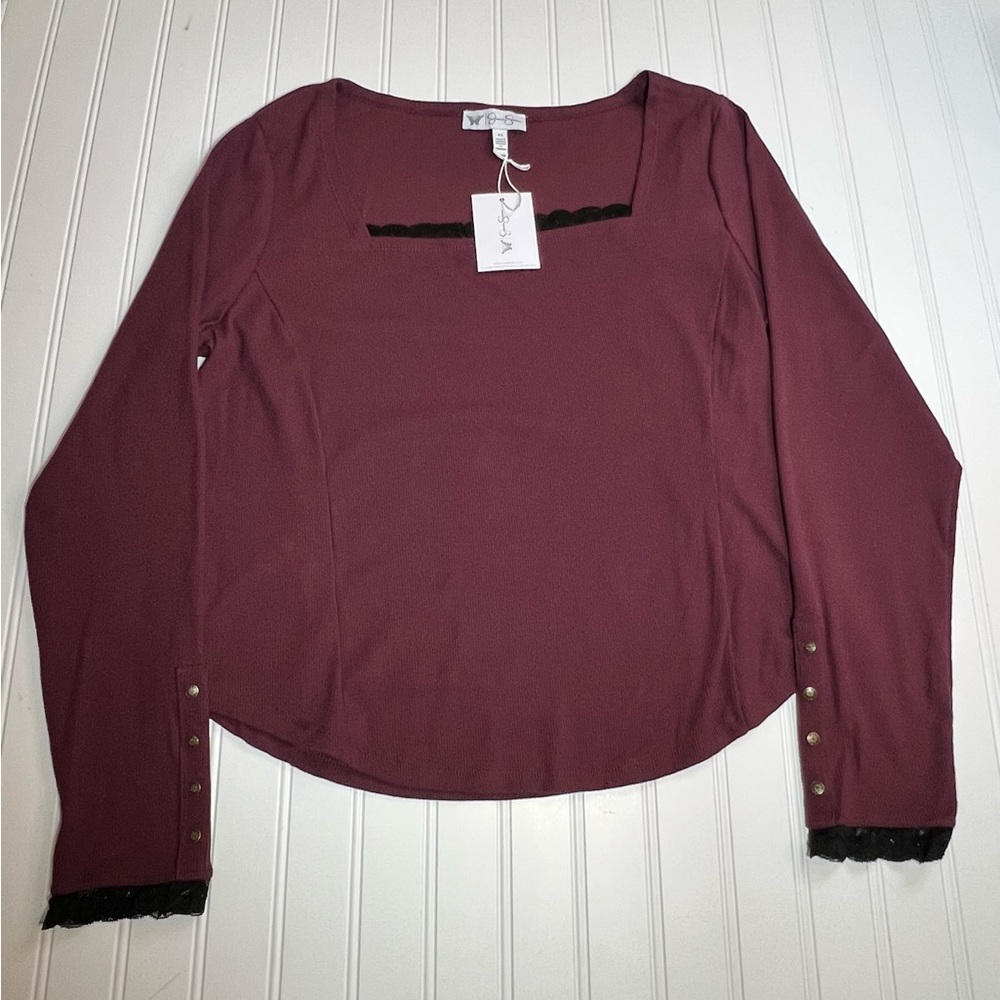 Jessica Simpson XL Maroon Blouse with Button Accents NWT